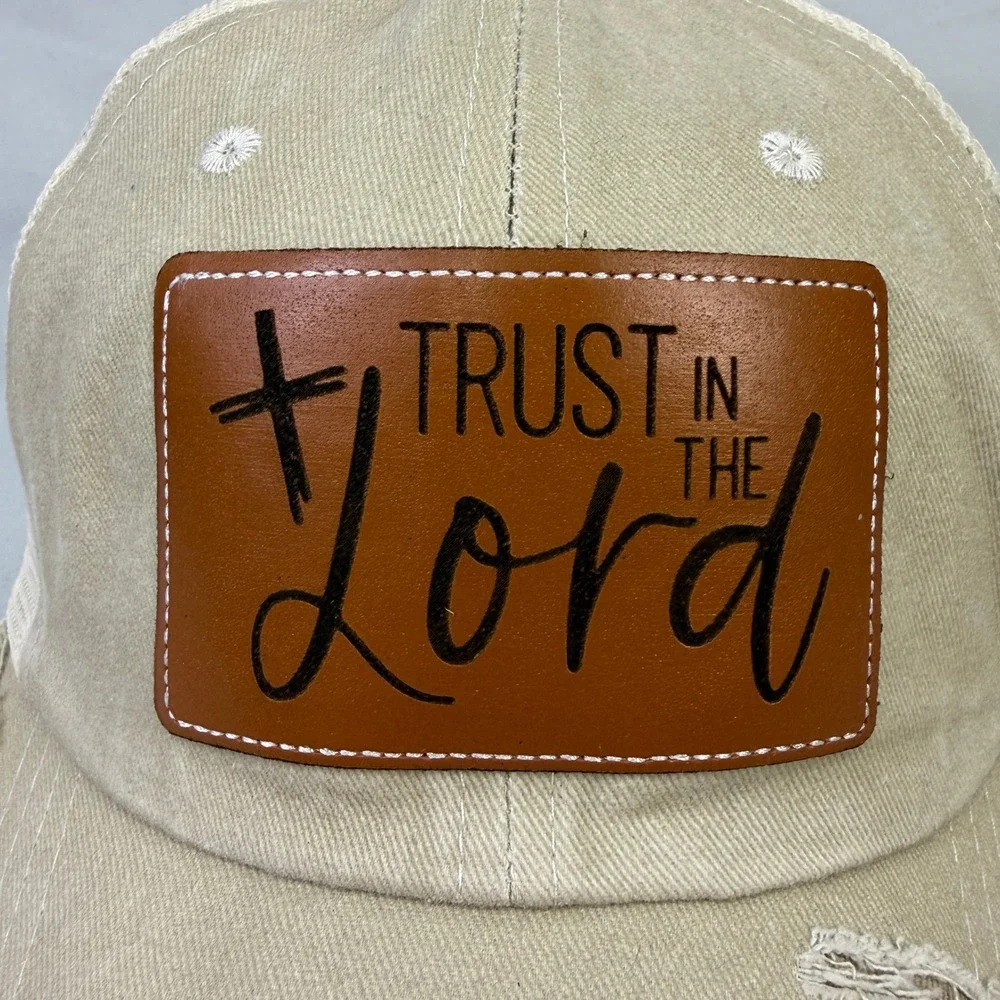 Trust in the Lord Christian Cross Distressed Trucker Hat Snapback Patch Cap